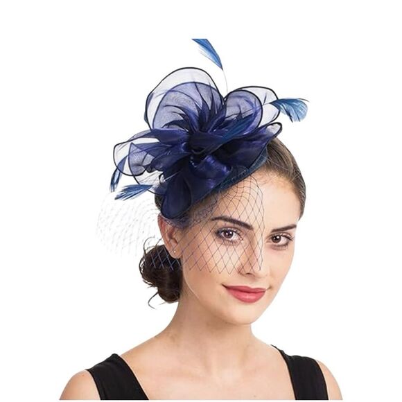 Fascinator Navy Blue  Hat for Women Tea Party,Tea Party Hats - Picture 1 of 8